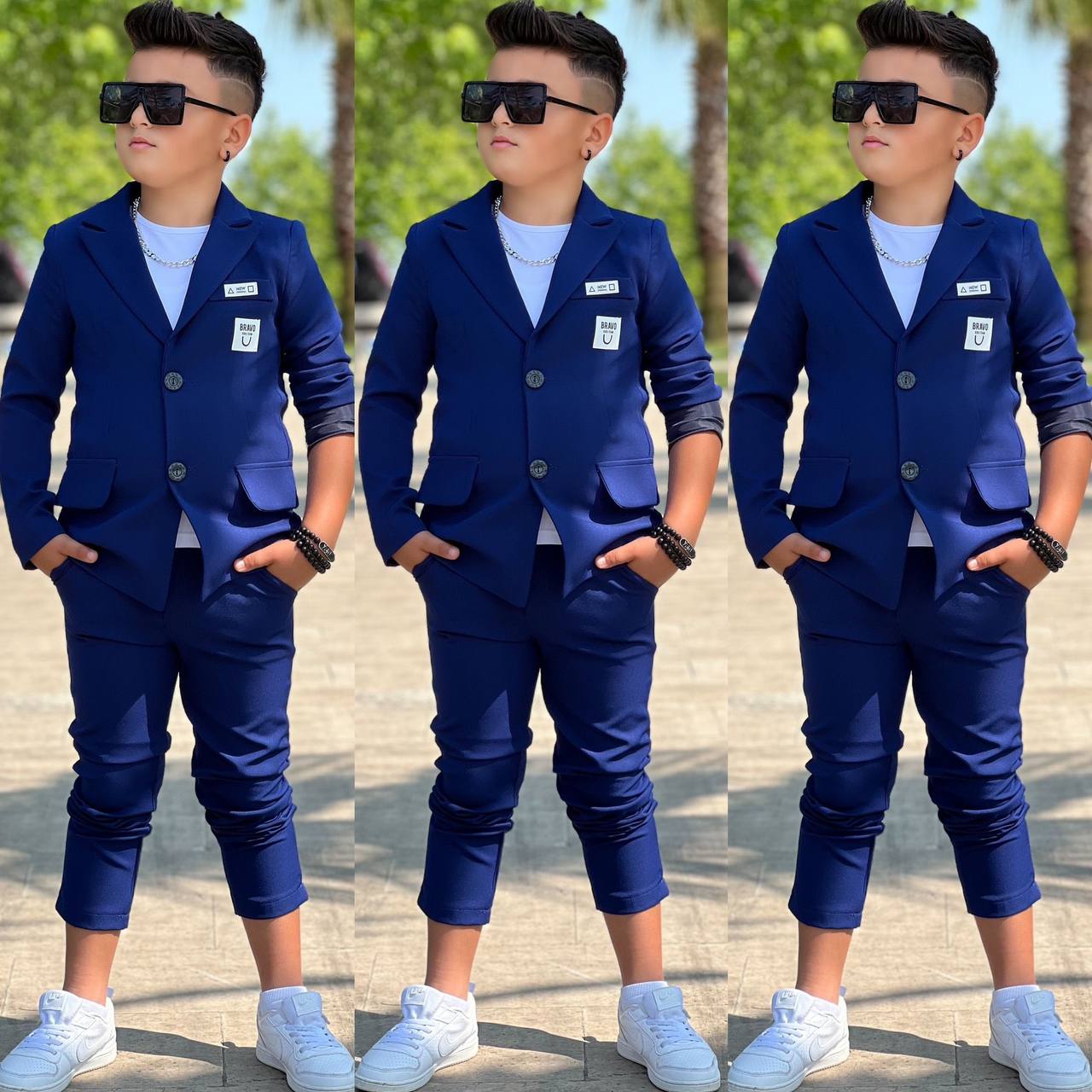 MODAVALS 4 PARÇA CEKETLİ BRAVO BOY ERKEK ÇOCUK TAKIM ELBİSE - BEYAZ TSHIRT