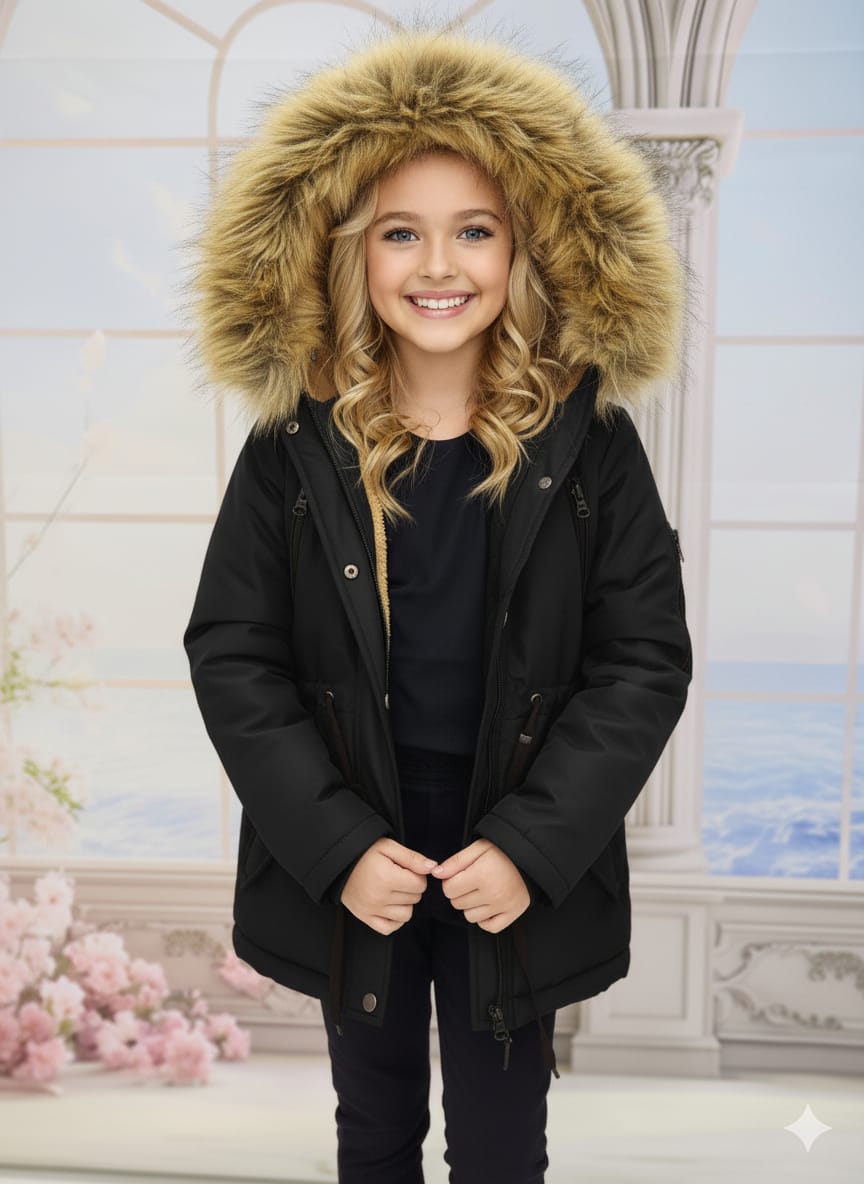 MODAVALS ERKEK ÇOCUK GARSON BEDEN İTHAL TAK ÇIKAR KÜRKLÜ CEPLİ FERMUARLI DÜĞMELİ BONDİT KUMAŞ KIŞLIK MONT-SİYAH 851247962