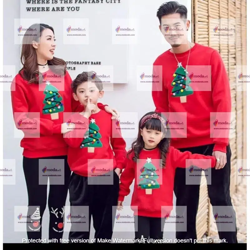 MODAVALS ÇAM AĞACI BASKILI YILBAŞI AİLE KOMBİN SWEAT