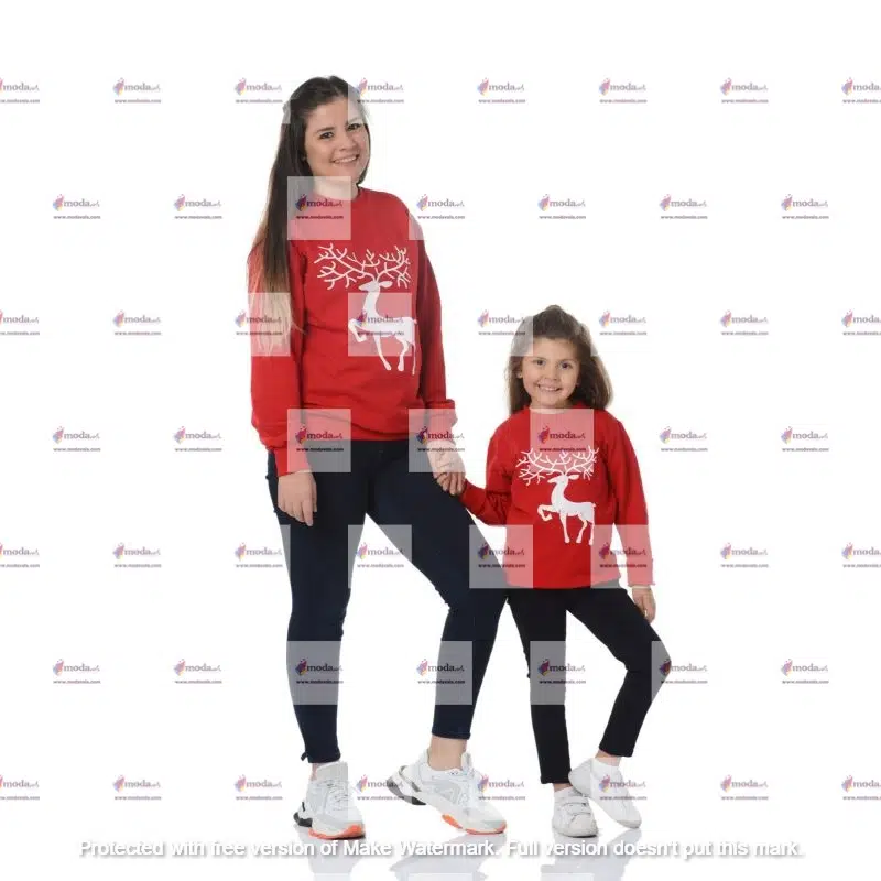 MODAVALS GEYİK BASKILI YILBAŞI AİLE KOMBİN SWEAT