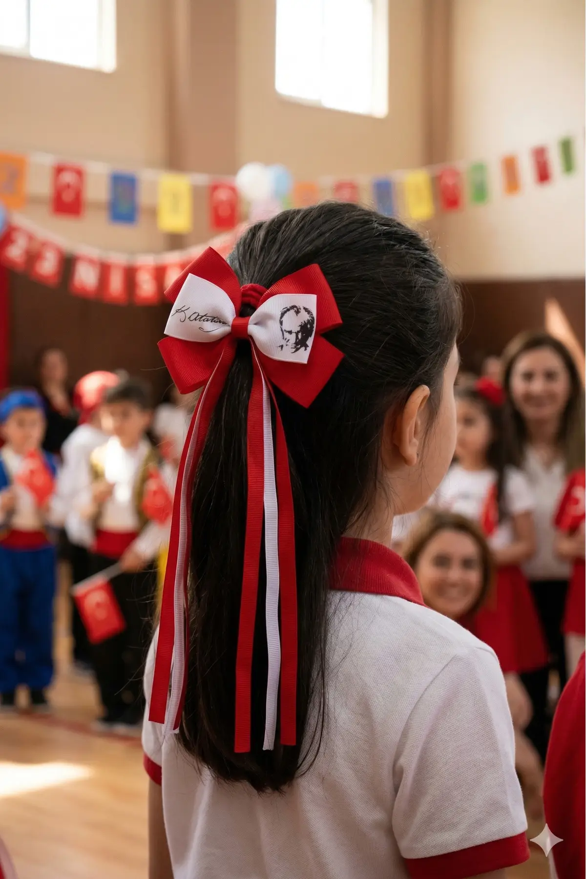 MODAVALS 29 EKİM 23 NİSAN 19 MAYIS ÖZEL GÜN BAYRAM ATATÜRK & İMZA BASKILI KIRMIZI BEYAZ KUYRUKLU İNCE 4LÜ KURDELE SATEN FİYONK OTOMATİK TOKA