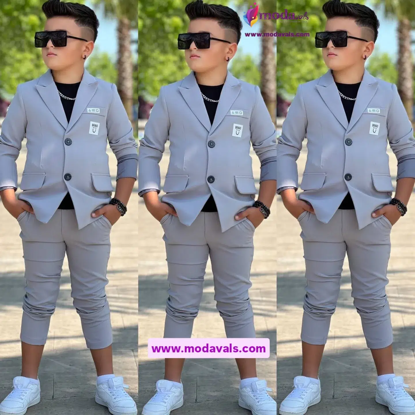 MODAVALS 4 PARÇA CEKETLİ BRAVO BOY ERKEK ÇOCUK TAKIM ELBİSE - SİYAH TSHIRT