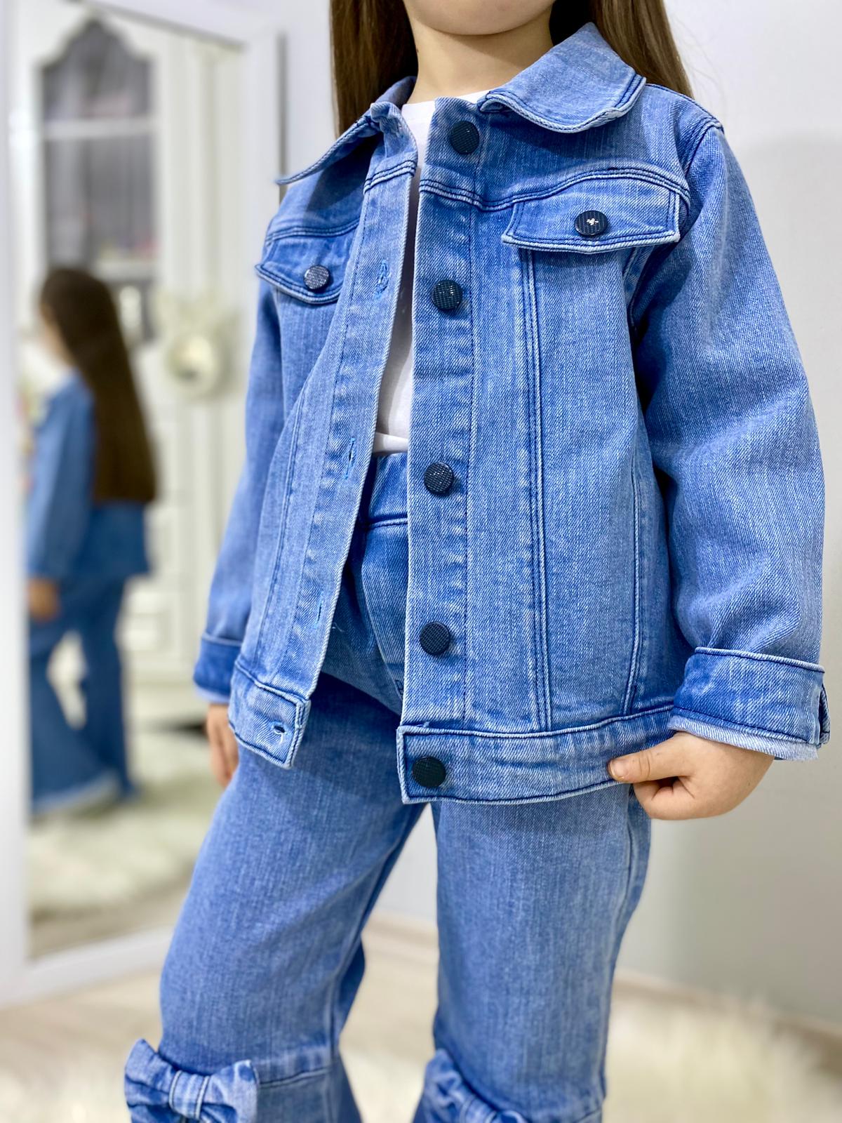 MODAVALS FİYONK DETAYLI İSPANYOL PAÇA KOT PANTOLON & KOT CEKET & BADİ KIZ ÇOCUK KOMBİN MODAVALS FİYONK DETAYLI İSPANYOL PAÇA KOT PANTOLON & KOT CEKET & BADİ KIZ ÇOCUK KOMBİN