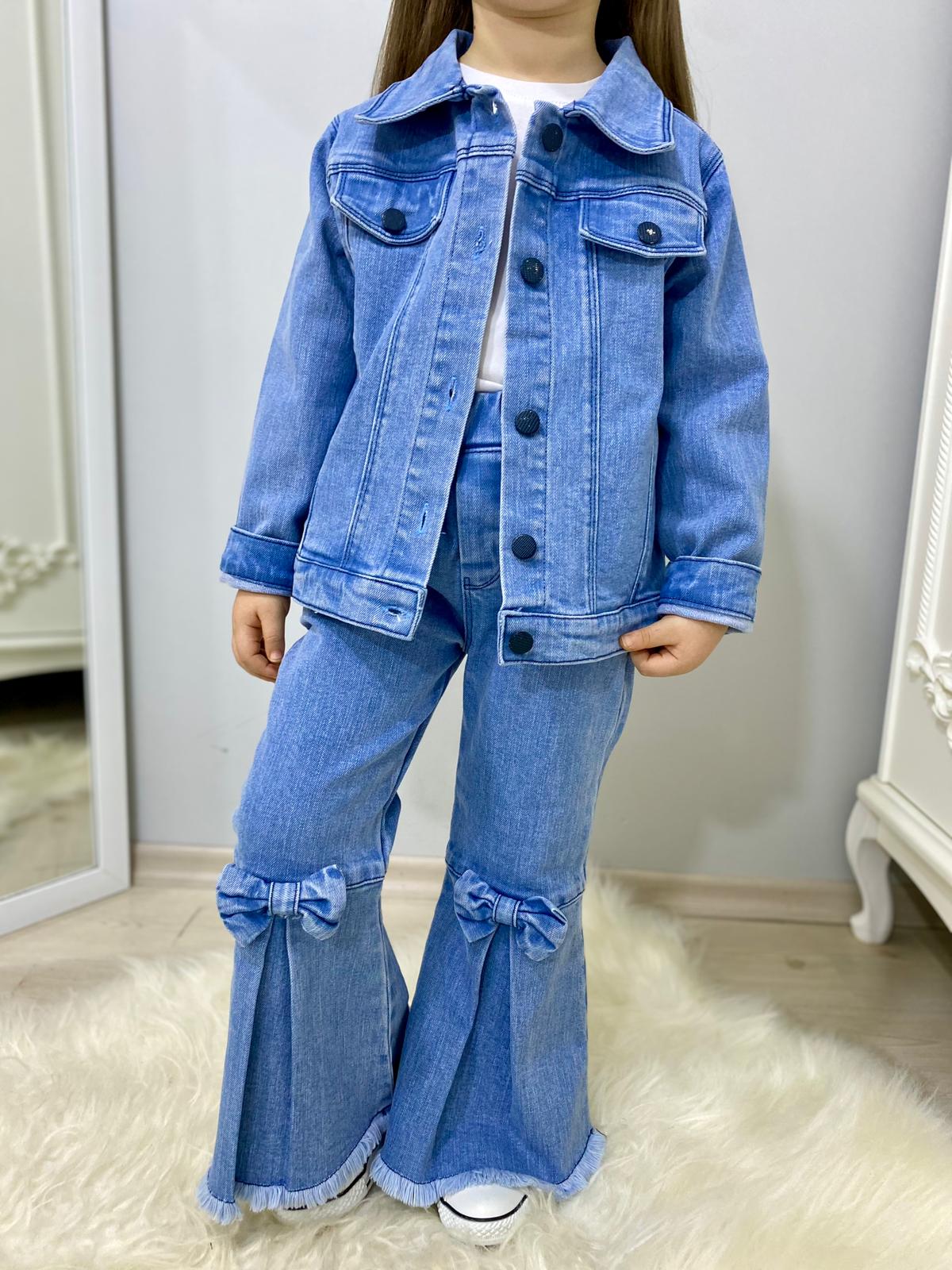 MODAVALS FİYONK DETAYLI İSPANYOL PAÇA KOT PANTOLON & KOT CEKET & BADİ KIZ ÇOCUK KOMBİN MODAVALS FİYONK DETAYLI İSPANYOL PAÇA KOT PANTOLON & KOT CEKET & BADİ KIZ ÇOCUK KOMBİN