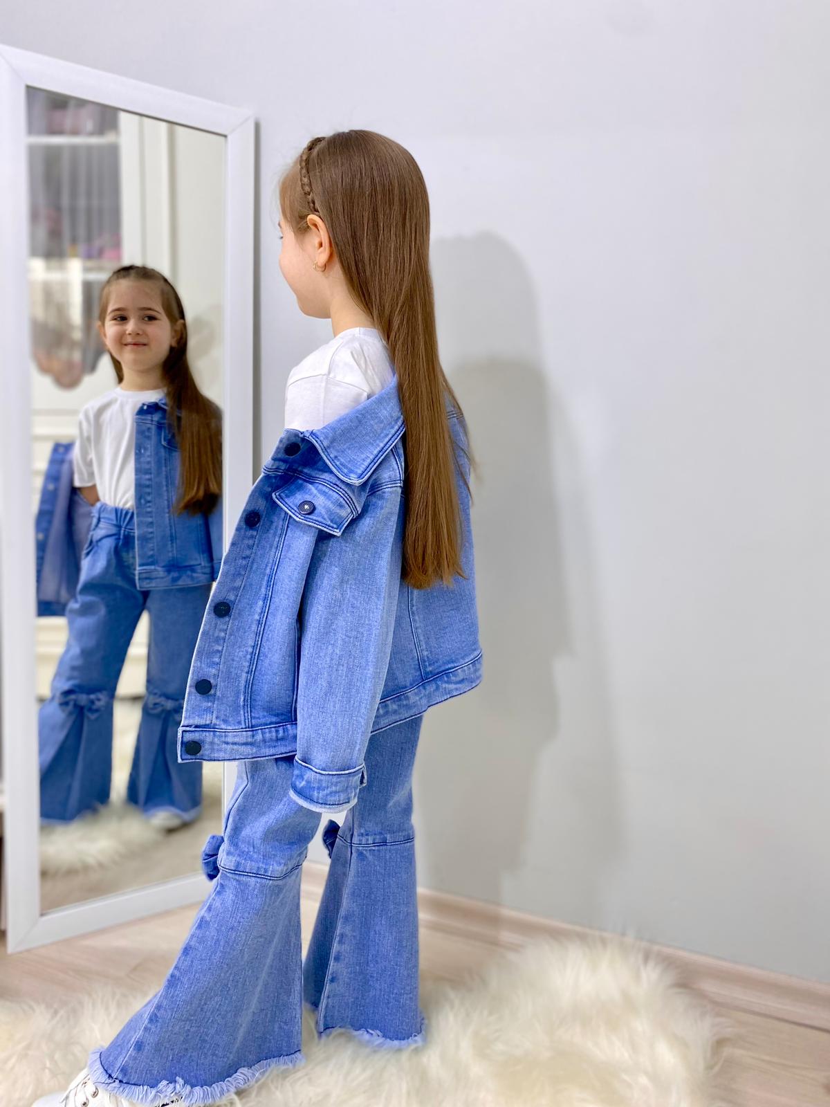 MODAVALS FİYONK DETAYLI İSPANYOL PAÇA KOT PANTOLON & KOT CEKET & BADİ KIZ ÇOCUK KOMBİN MODAVALS FİYONK DETAYLI İSPANYOL PAÇA KOT PANTOLON & KOT CEKET & BADİ KIZ ÇOCUK KOMBİN