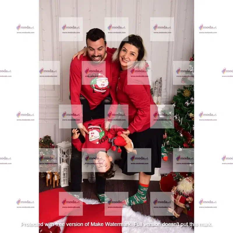 MODAVALS NOEL BABA BASKILI YILBAŞI AİLE KOMBİN SWEAT