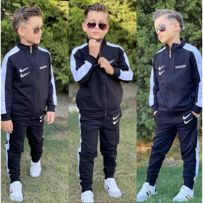 MODAVALS UNISEX SWOOSH BASKILI EŞOFMAN TAKIM- SİYAH