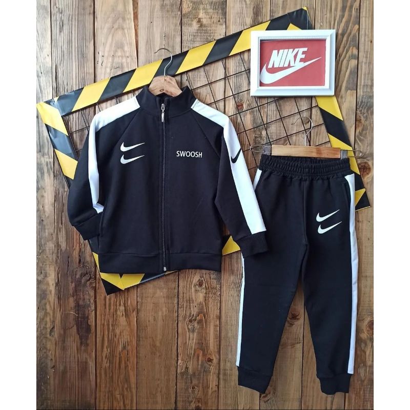 MODAVALS UNISEX SWOOSH BASKILI EŞOFMAN TAKIM- SİYAH